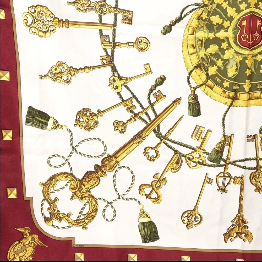 Vintage Hermès Carré 90 “Les Clés” Silk Scarf Made in France Hermes Les Cles - Picture 10 of 16